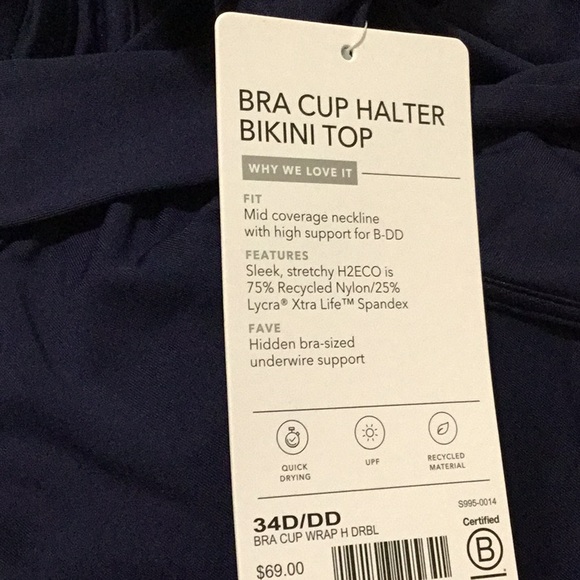 Athleta Bra Cup Wrap Halter Bikini Top NWT - Picture 11 of 11